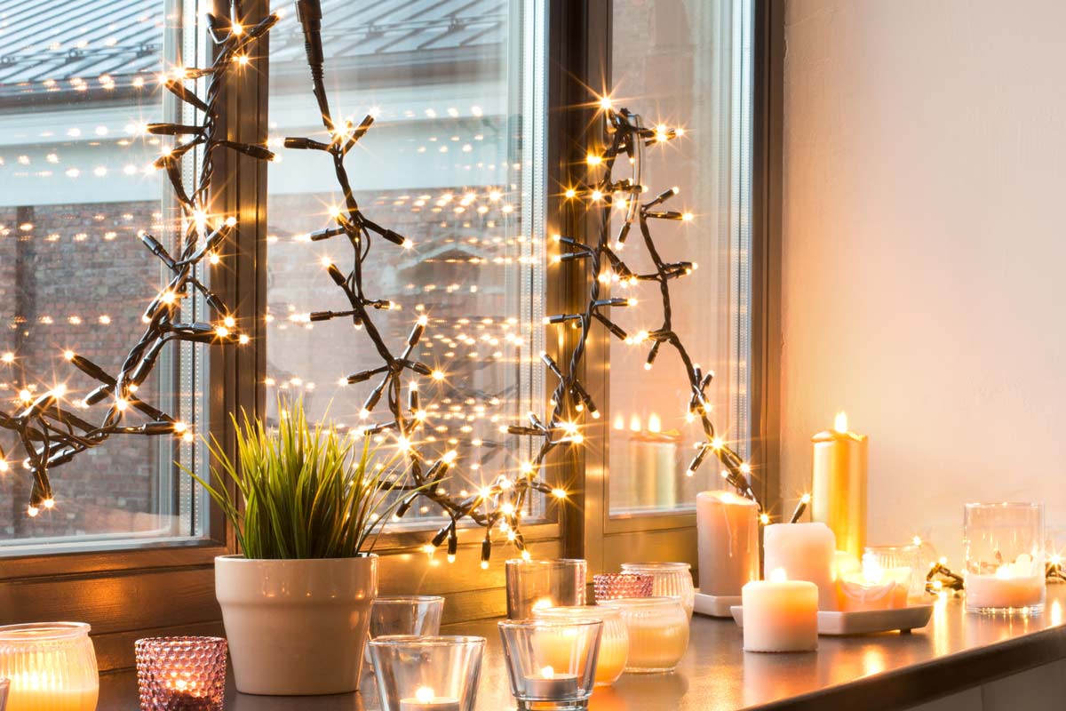 twinkle lights around window