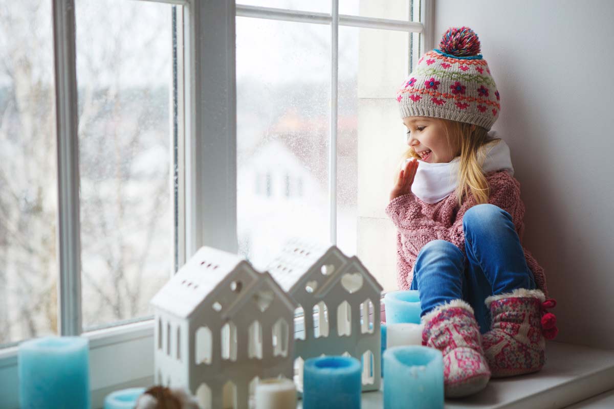 nativity scene decorations on window sill